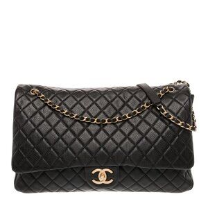 Chanel Calfskin Quilted XXL Airline Flap Bag Black